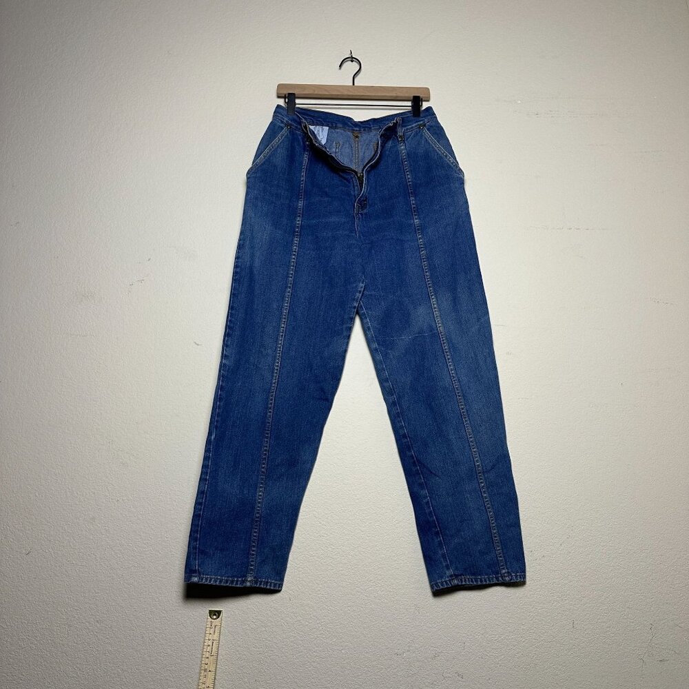VTG Britches N Things Denim Wide Women 15 Leg Jeans V Zipper Blue Y2K 90s Retro